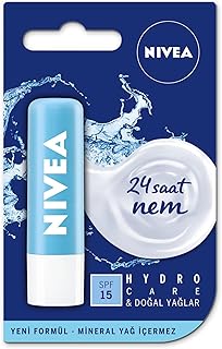 NIVEA Hydro Care Dudak Bakım Kremi, 24 Saat Nem, SPF 15, 