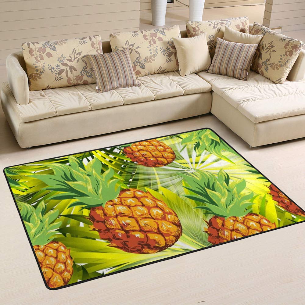 Tapis tropical ananas doux et grand tapis de salon Ruchen 63x48 inch