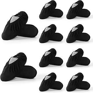 Cubre Zapatos Reutilizables - Cubrebotas para Zapatos son Antideslizantes y Resistentes al Desgaste, Lavar a Máquina - Patucos Desechables Adecuadas para Varios Lugares (Negro-10Pares, L)