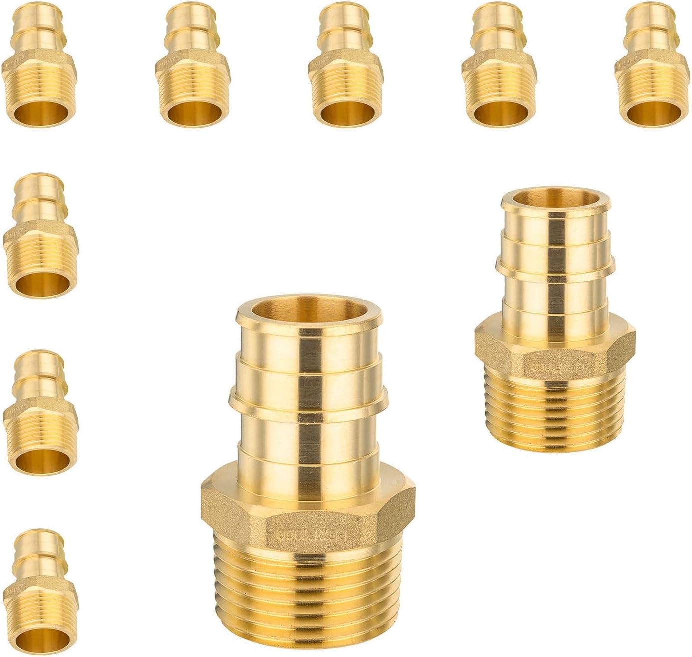 10-Pack Niikappu Pex-A Expansion Fitting, 3/4" Pex-A x 3/4" Male NPT Full Flow Adapter, Heavy Duty Brass Expansion Pipe Fitting for PEX A Pipe