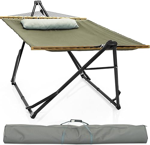 Miniatura 20 de Soporte de hamaca Tranquillo Uniki con garantía de 3 años, hamaca plegable instantánea de 30s con soporte, hamaca de camping con capacidad de 550