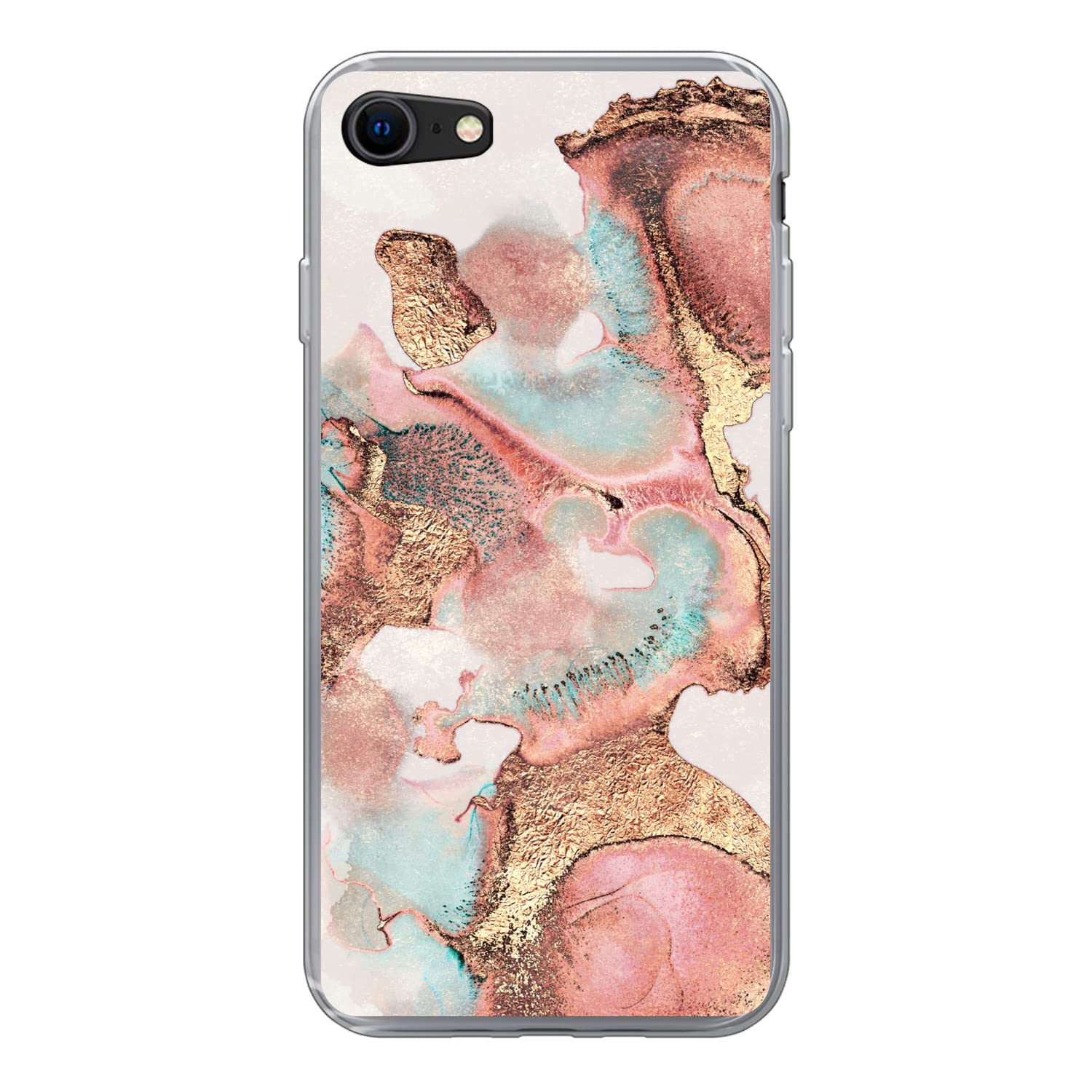 MuchoWow Funda para iPhone 8 - Tinta - Pastel - Abstracto - Funda de Silicona/Funda Blanda para teléfono móvil