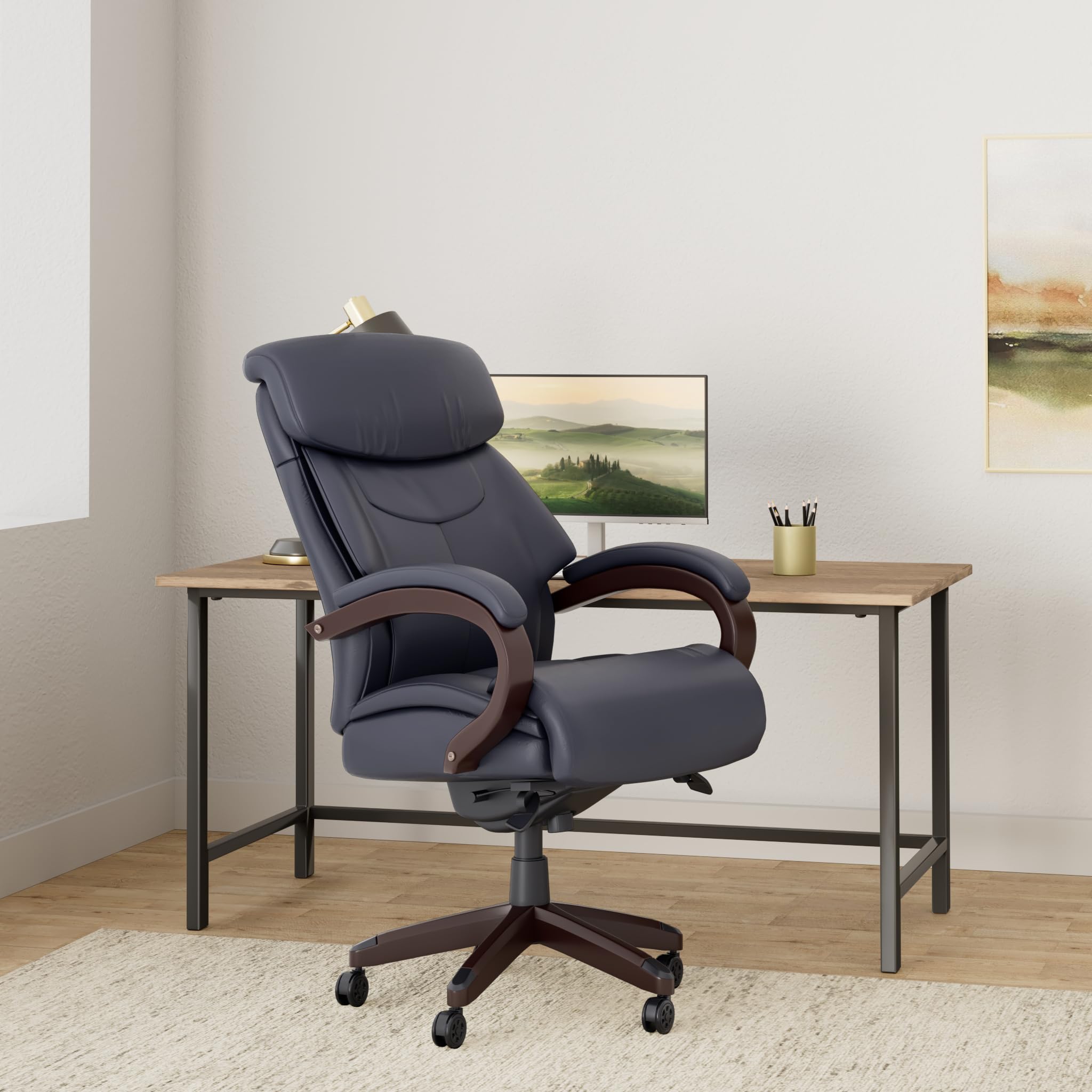 Amazon.com: La-Z-Boy Bradley Faux Leather Executive Chair, Black