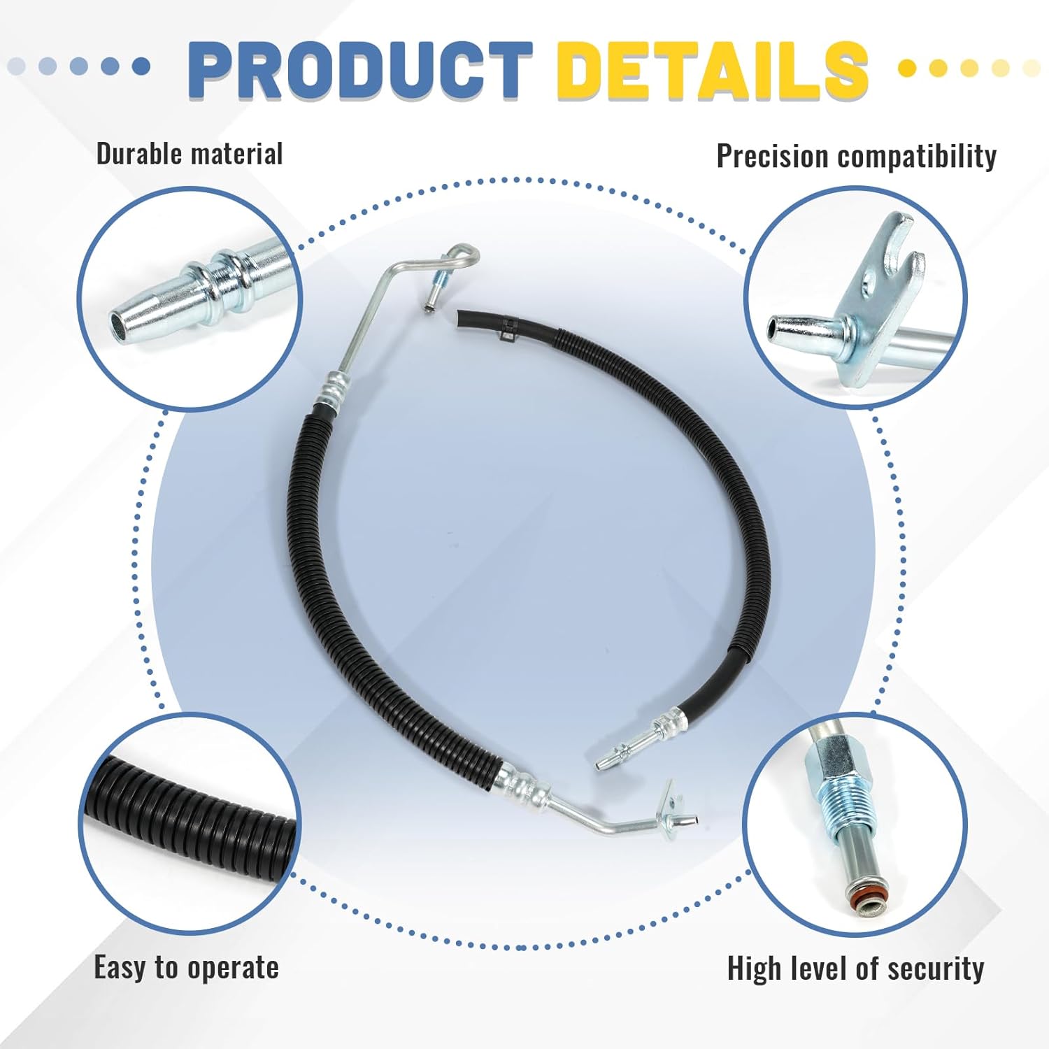 2pcs Power Steering Pressure Hose, Fit for Chevy Silverado 1500 Tahoe Avalanche 2007-2013, GMC Sierra Yukon 2007-2012, Cadillac Escalade 2007-2014 4.8 5.3 6.0 6.2L V8 Replace 15812564 15812565