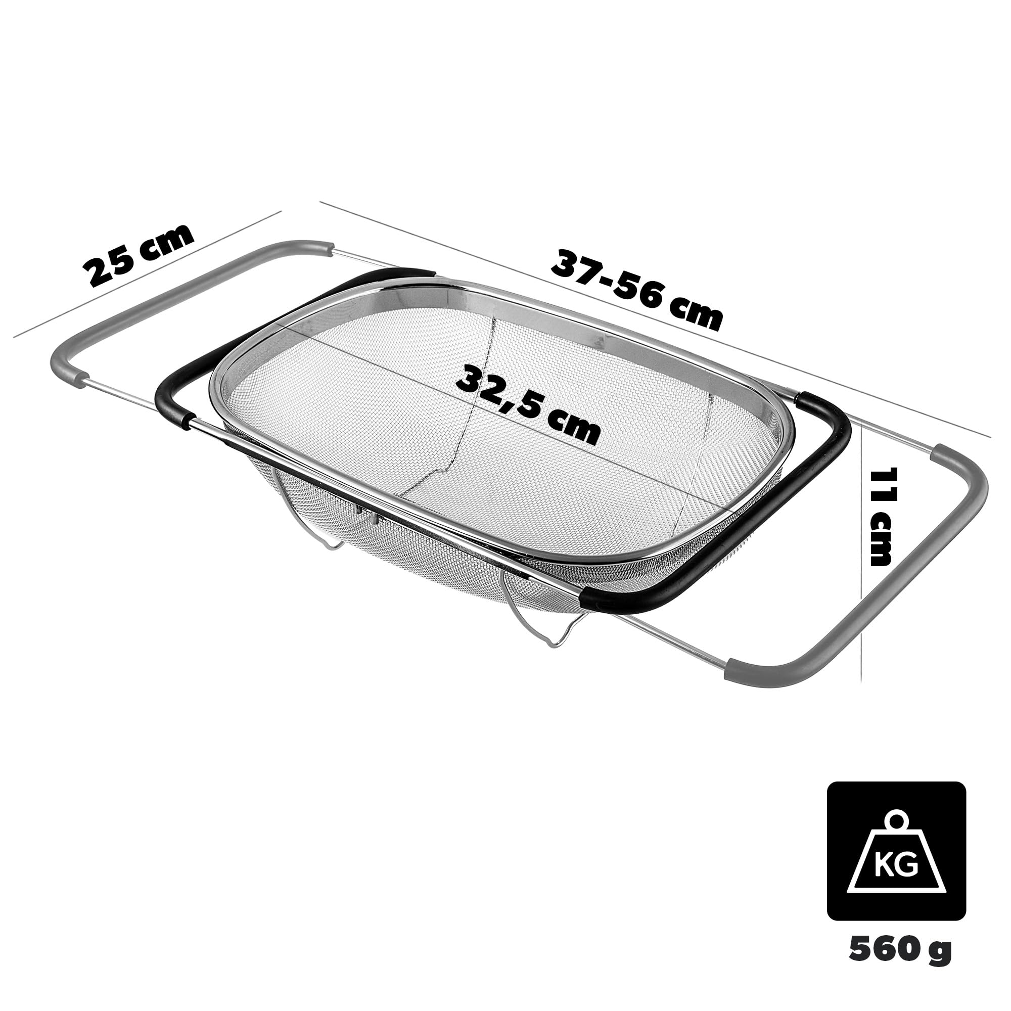KADAX Scolapasta in acciaio inox per lavello, scolapasta con manici, colino da cucina per lavare e scolare frutta, verdura e pasta, filtro per lavello