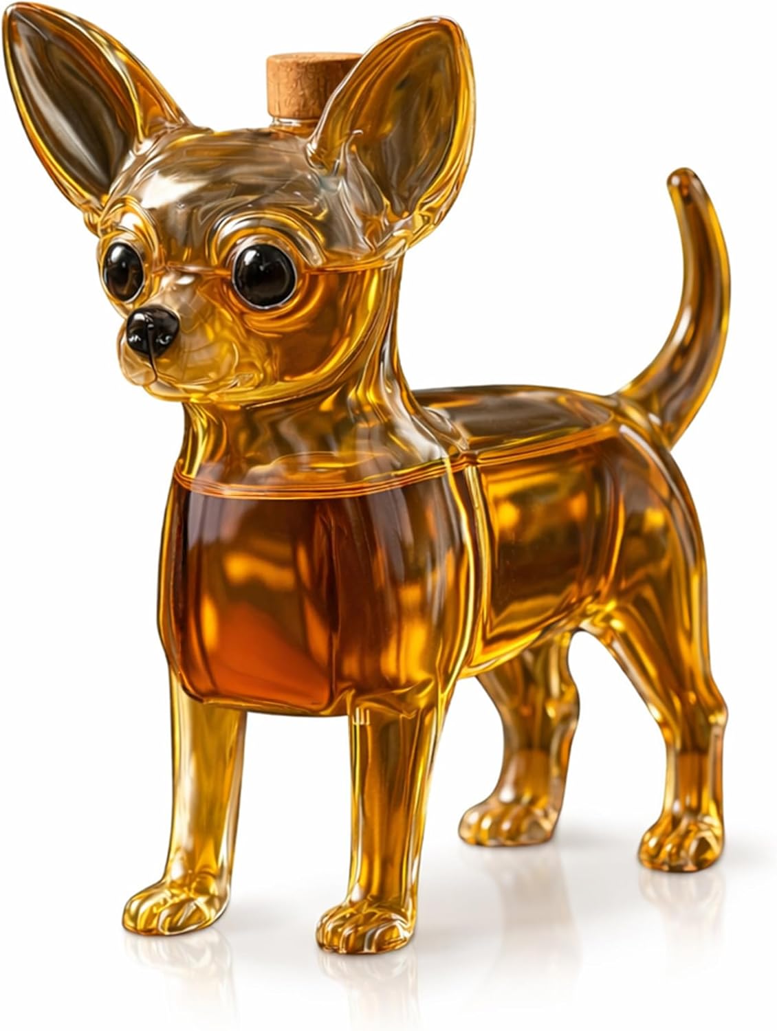 Chihuahua Whiskey Decanter, 300ml Novelty Handmade Glass Wine Bottle Funny Animal-Themed Barware, for Bar Home Office Decoration Animal Whiskey Glass Shaker, C-2