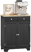 Vista 20 de HOMCOM Aparador buffet con encimera de madera maciza, armario de almacenamiento de cocina moderno, armario de café con 2 cajones, puertas y estante