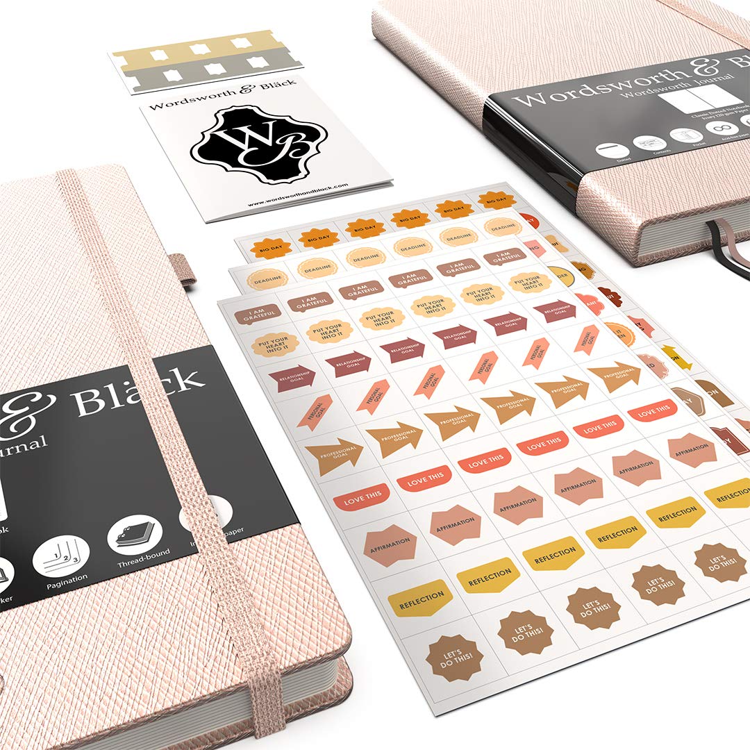 Magro Classico Bullet Grid Journal | Notebook con copertina rigida a punti A5 5,8 x 8,3 | Pagine leggere e numerate | Diario punteggiato | Pelle, tasca interna, carta avorio 120 GSM | Oro Rosa