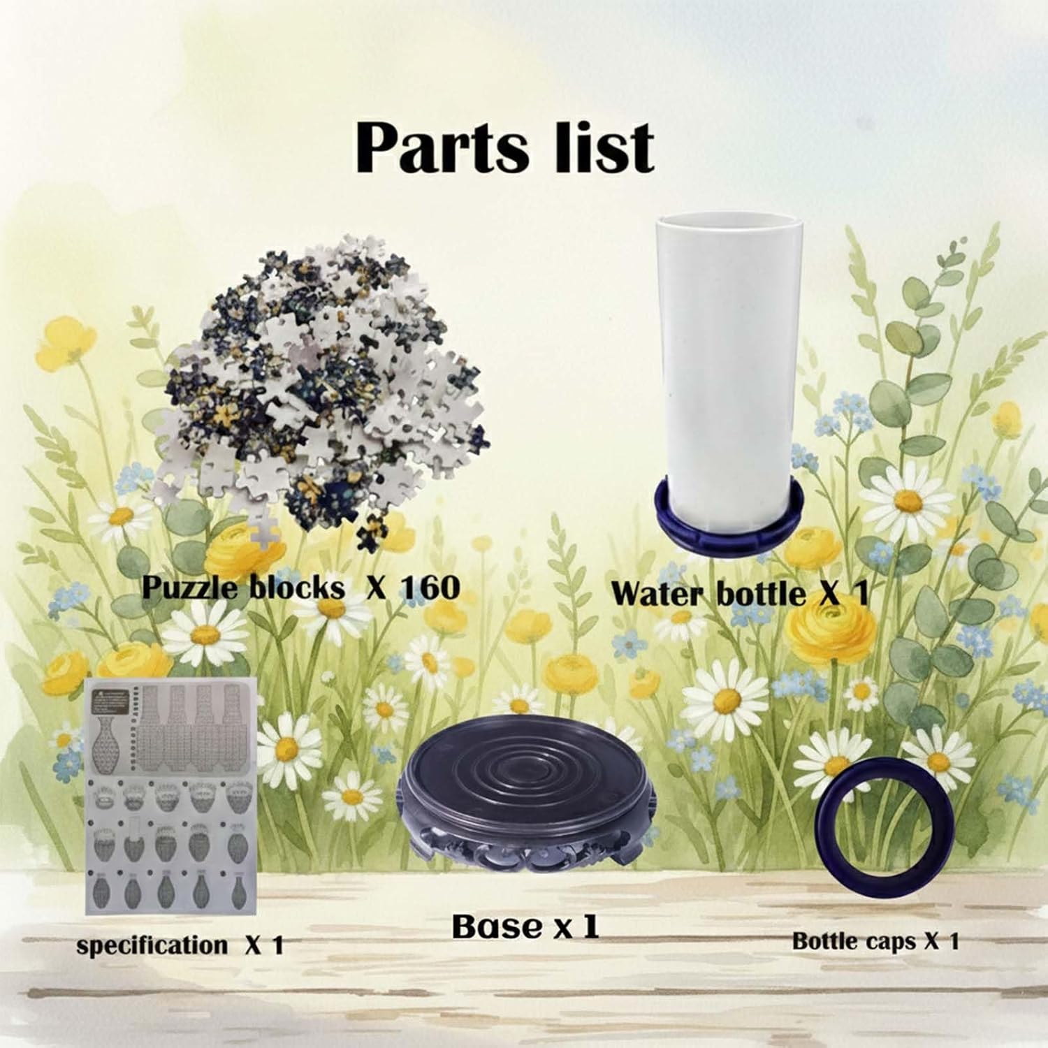 3D Puzzle Vase for Adults, 160-Piece Curved Plastic Puzzle Flower Vase, DIY Decorative Vase for Living Room, Desk, Office and Shelf Decor