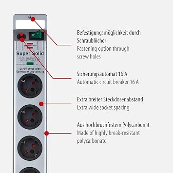 Brennenstuhl Super-Solid surge protection 13.500 A 8Li Priz Gümüş