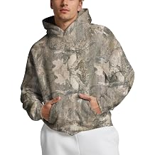 Eutten Mens Camo Hoodies Maple Leaf Print Oversized Hooded Sweatshirt Fleece Pullover Sweatshirts Long Sleeve with Pocket
