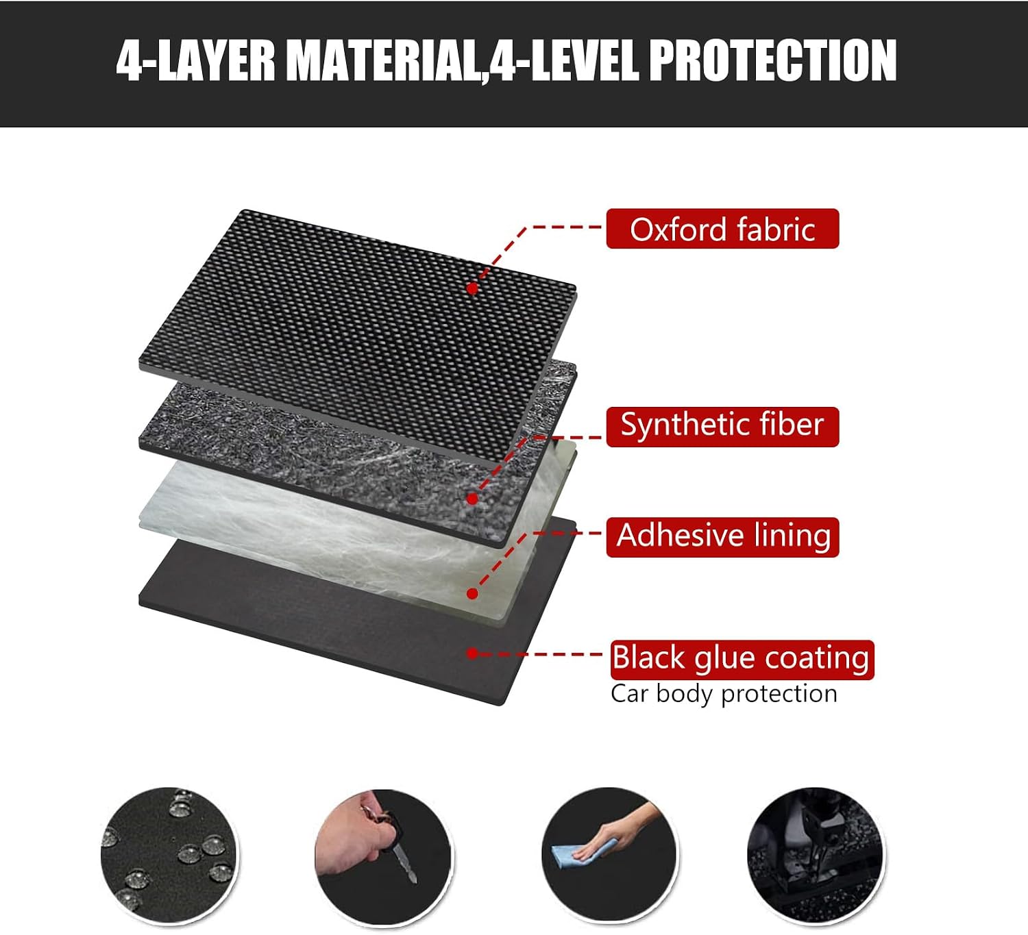 Car Snow Cover with Side Mirror Protectors, Black Windshield Ice Cover 215x155x135cm, Winter Frost Protector for Automotive Front Window and Windscreen