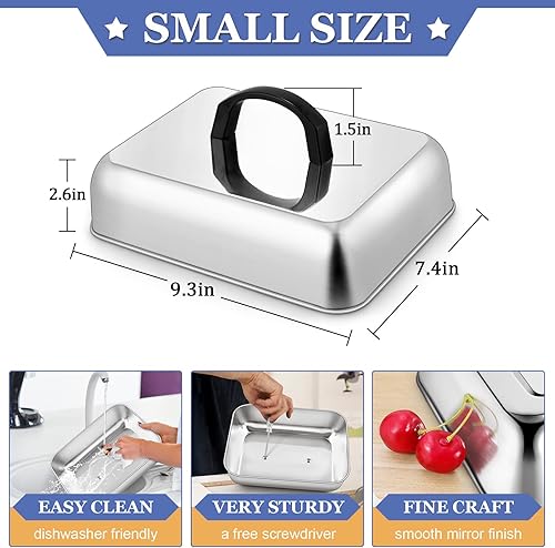 Miniatura 3 de HaSteeL - Cúpula rectangular para fundir quesos, cubierta de acero inoxidable para parrilla plana superior plana, barbacoa, asar al vapor, cocinar