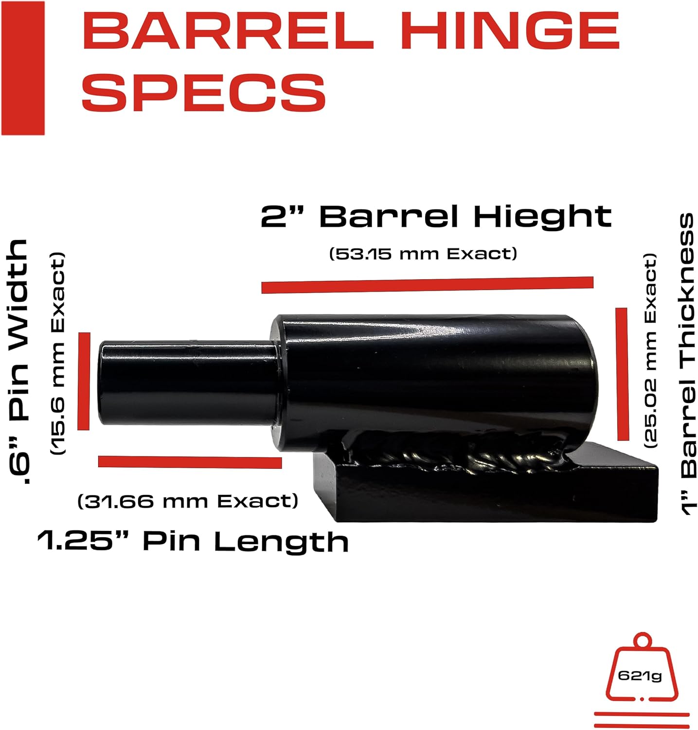 5” Weldable Barrel Hinges – Heavy Duty Gate Hinges – Weld On Hinges – Weld On Gate Hinges – Barrel Hinges Weld On – 5 Inch x 1.38 Inch - Ball Bearing Gate Hinge - Heavy Duty Weldable