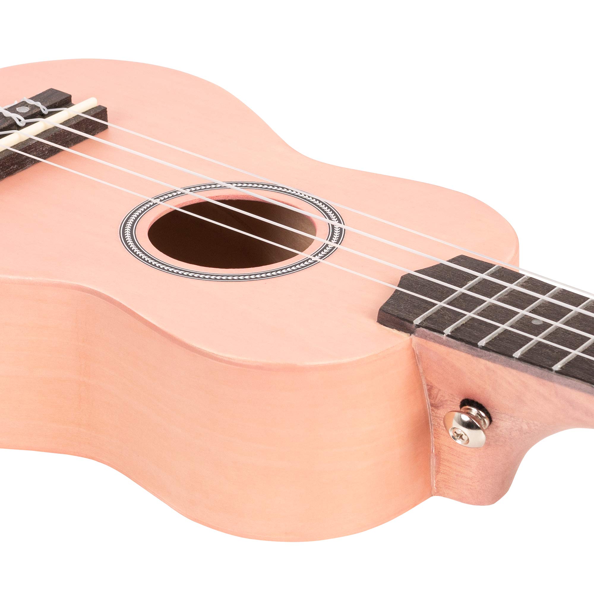CASCHA Sopran Ukulele Set Spanisch für Kinder und Erwachsene I Starter Kit mit 3 Plektren Tasche Lehrbuch Lernvideos über QR-Code I Stimmgerät I Aquila Saiten I Kleine Hawaii Gitarre I Pink/Rosa