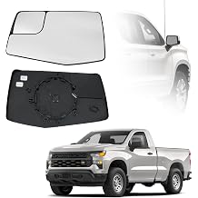 Driver Left Side Door Heated Mirror Glass with Rear Holder Convex Blind Spot Glass for Chevy Silverado 1500 and GMC Sierra 1500 2019-2024 Replace# GM1324159 84309708