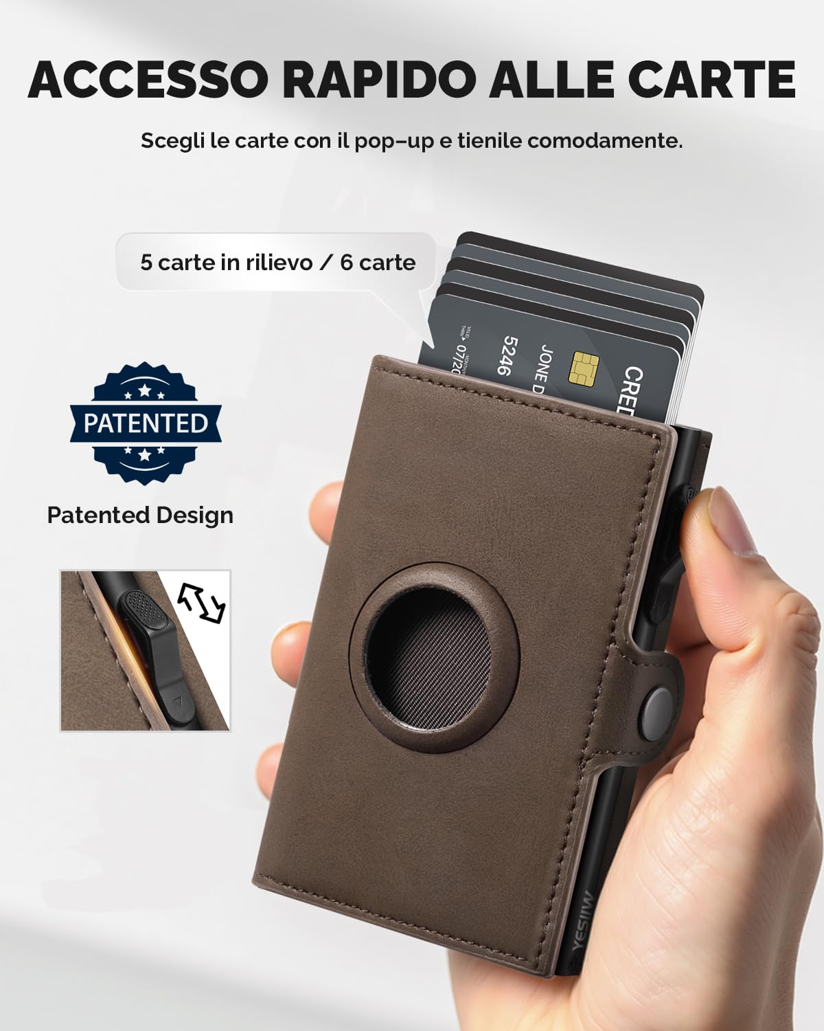 Portafoglio Uomo AirTag Porta Carte di Credito Uomo Portacarte Portafoglio Slim RFID Airtag Wallet Porta Airtag Apple Smart Tag Portamonete Capacità per 9-12 carte Finestra ID di Tasca per Monete