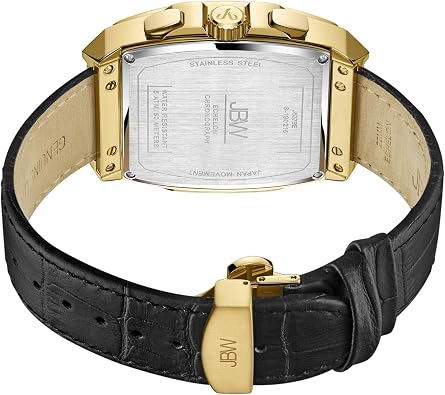 JBW Luxury Men's Echelon J6379 0.28 ctw 28 Diamond Wrist Watch with Genuine Croc Leather Bracelet, 41mm