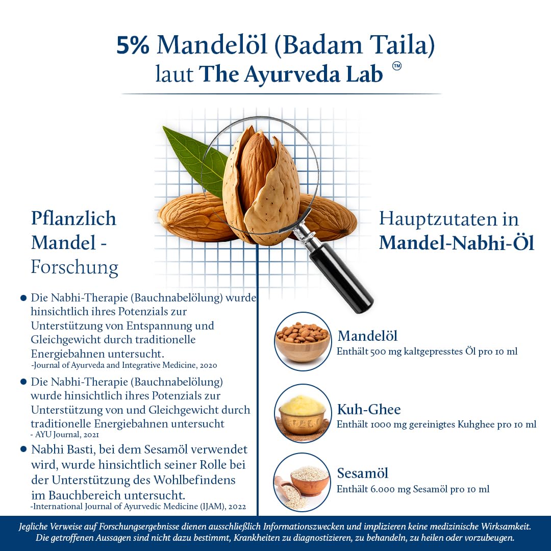 Blue Nectar Nabhi Öl mit Ghee & Mandelöl | Ayurvedisches Bauchnabelöl zur Verdauung & Gelenkunterstützung (21 Kräuter, 30 ml)