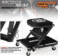 Vista 7 de M-AUTO Enredadera plegable en forma de Z de 2 en 1, silla rodante plegable para auto y asiento, 36" Silla de garaje ajustable con ruedas, capacidad