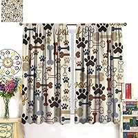 Vista 70 de Cortinas opacas con estampado de patas de perro, estampado de patas de perro y huesos, tratamiento de ventana, cortinas con aislamiento térmico