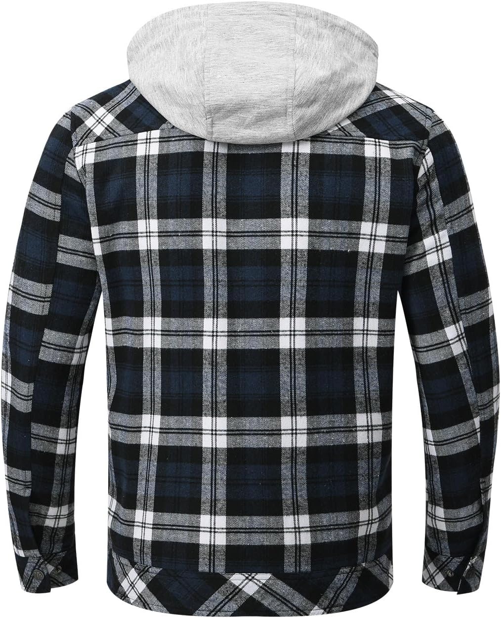 Rdruko Men's Flannel Plaid Shirt Jacket with Hood Sherpa Lined Zip Up Winter Warm Coats - Image 3