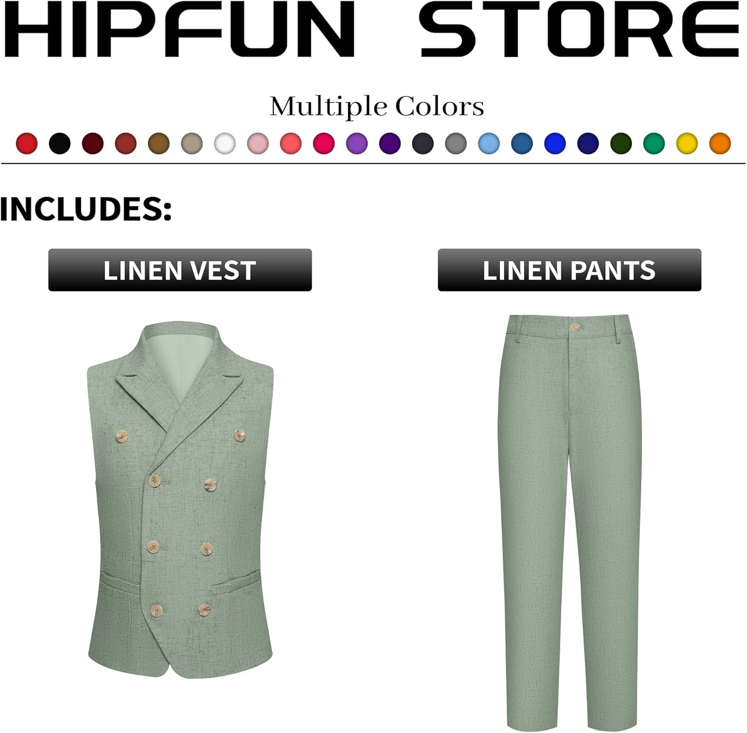 Boys Linen Suit Kids 2 Pieces Formal Suits Beach Summer Casual Wedding Outfit Double Breasted Vest and Pants Set