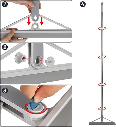 Miniatura 7 de KOLLIEE Escoba escoba de goma para piso de 61 pulgadas, mango ajustable para piso de azulejos, garaje, cubierta, baño, ventana, limpiaparabrisas
