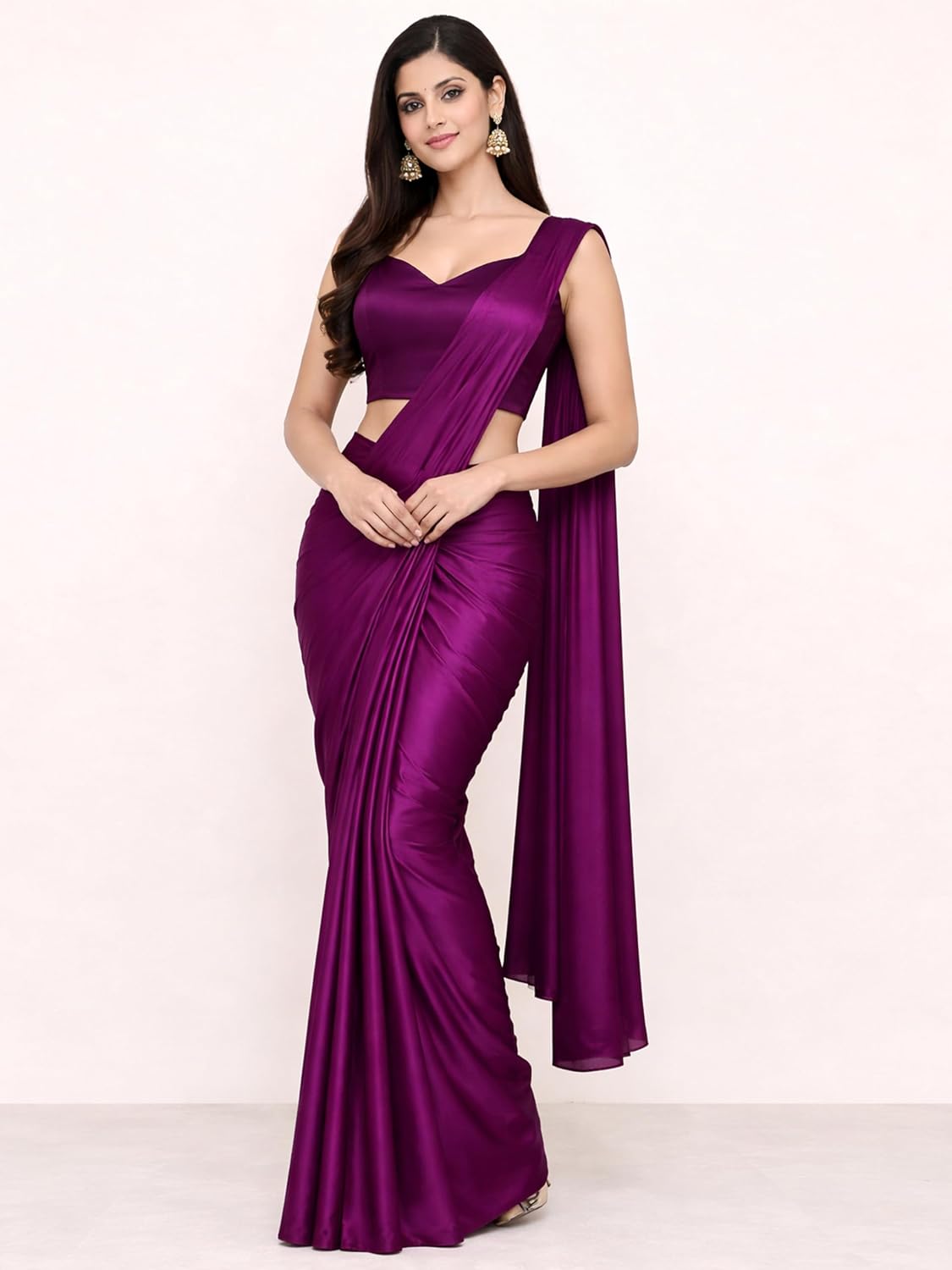 TRENDMALLS Women’s Fandy Satin Silk Sleeveless Saree Blouse Choli Stylish Saree Blouse Ready to Wear