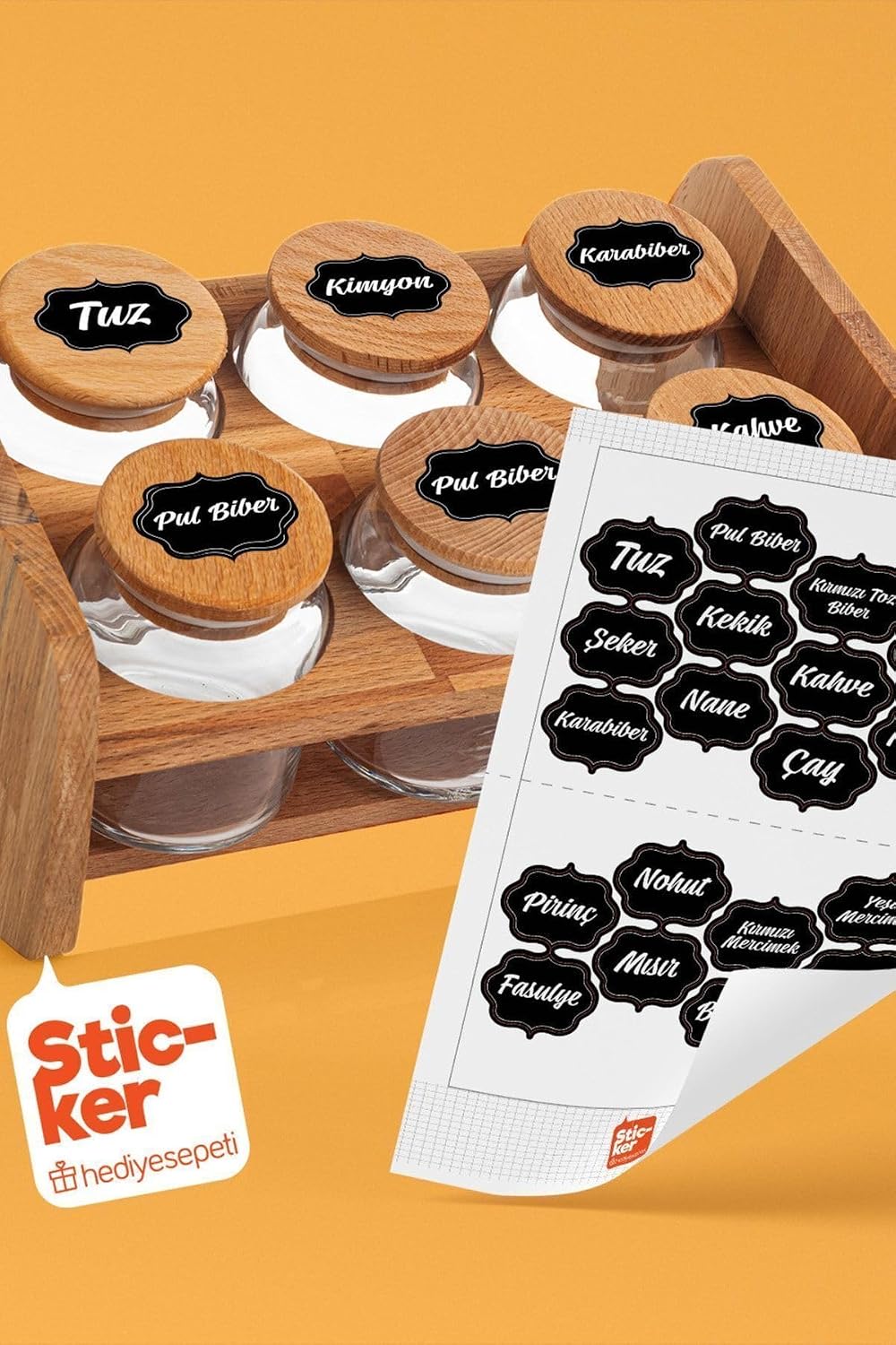 Hediyesepeti 20 Adet Baharat & Bakliyat Kavanoz Etiketi Sticker