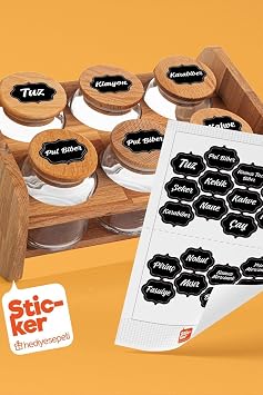 Hediyesepeti 20 Adet Baharat & Bakliyat Kavanoz Etiketi Sticker