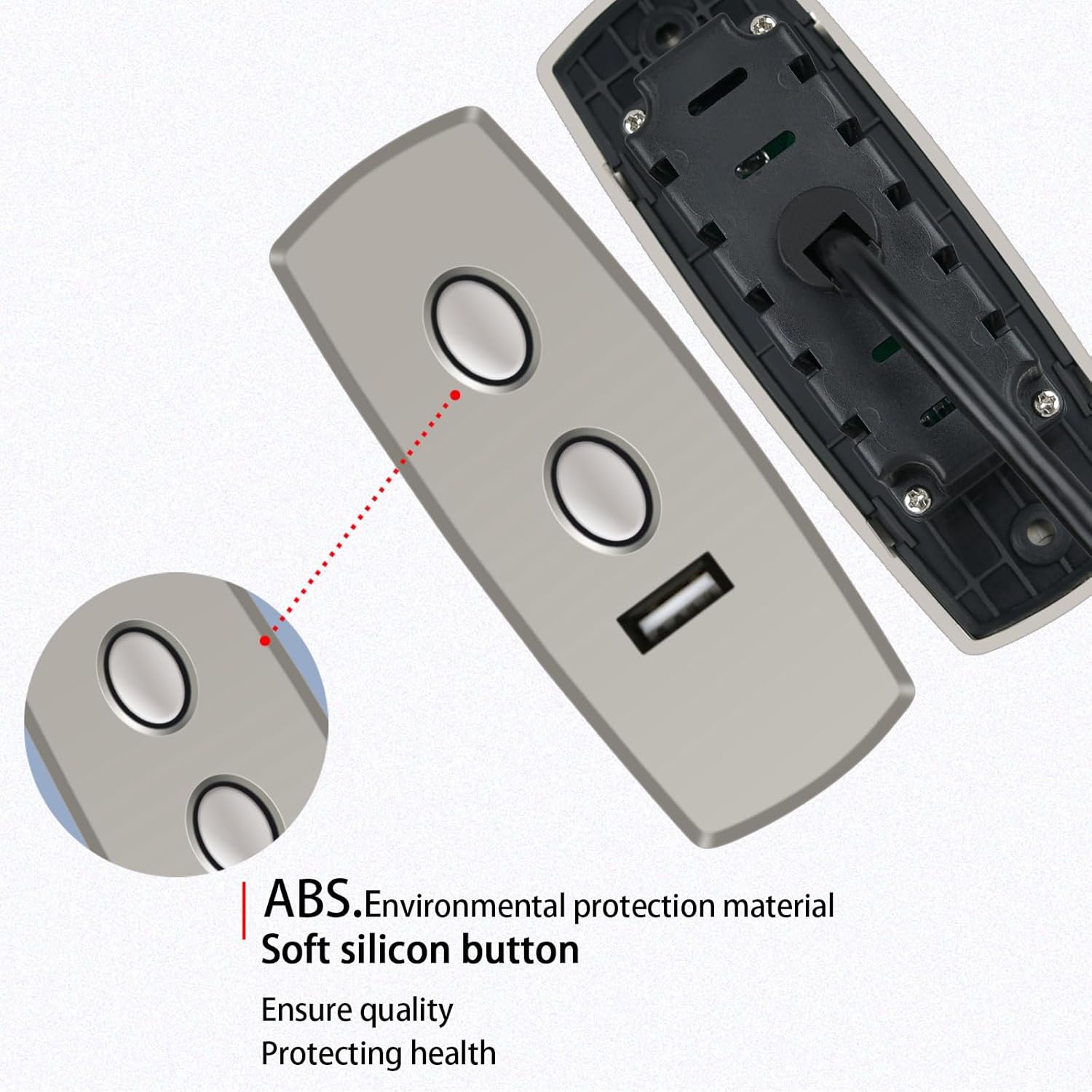 Close-up of ZWP remote control buttons and material