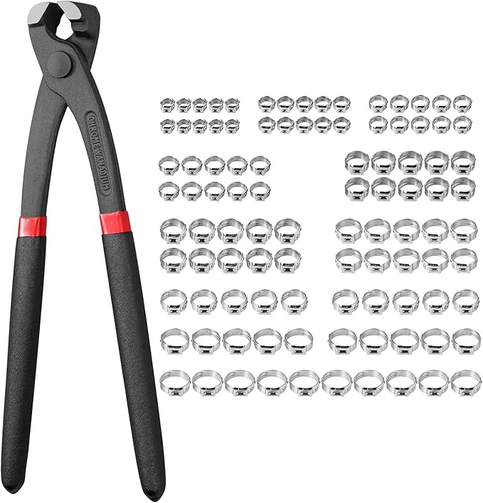 VORXEON 100PCS 10 Sizes Single Ear Hose Clamps with Max