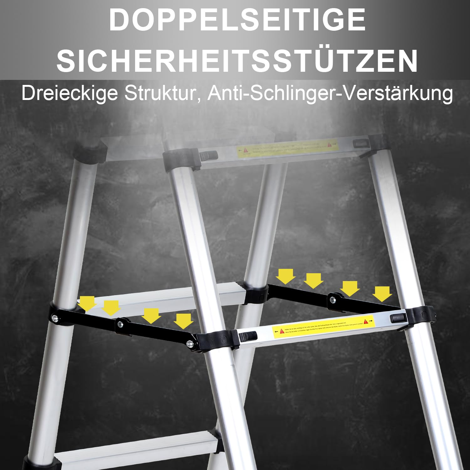 Eulenke Teleskopleiter 1.4m+1.7m Aluminium Trittleiter 4+5 Stufen Tragbare rutschfeste Klappleiter, 150 kg Belastbarkeit Stehleiter, Aluleiter für Drinnen, Draußen, Mehrzweckleiter, Haushaltsleiter