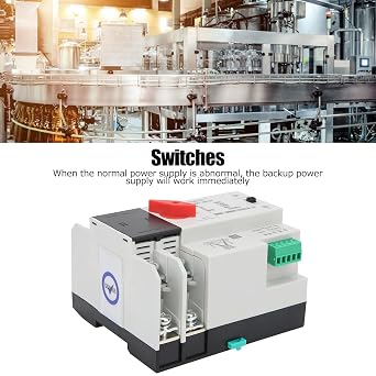 Power Automatic Transfer Switch, 100A 220V Changeover Switch Automatic Transfer Switch Electronic Power Circuit Breaker Response Circuit Breaker Changeover (ZGQ5-100/2P)