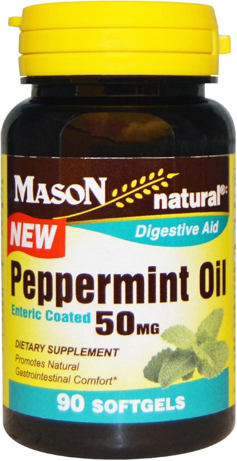 MASON NATURAL Peppermint Oil 50 mg Enteric Coated Supplement, 270 Day Supply of Gastrointestinal Support for Normally Functioning Bowel, Softgel Pills
