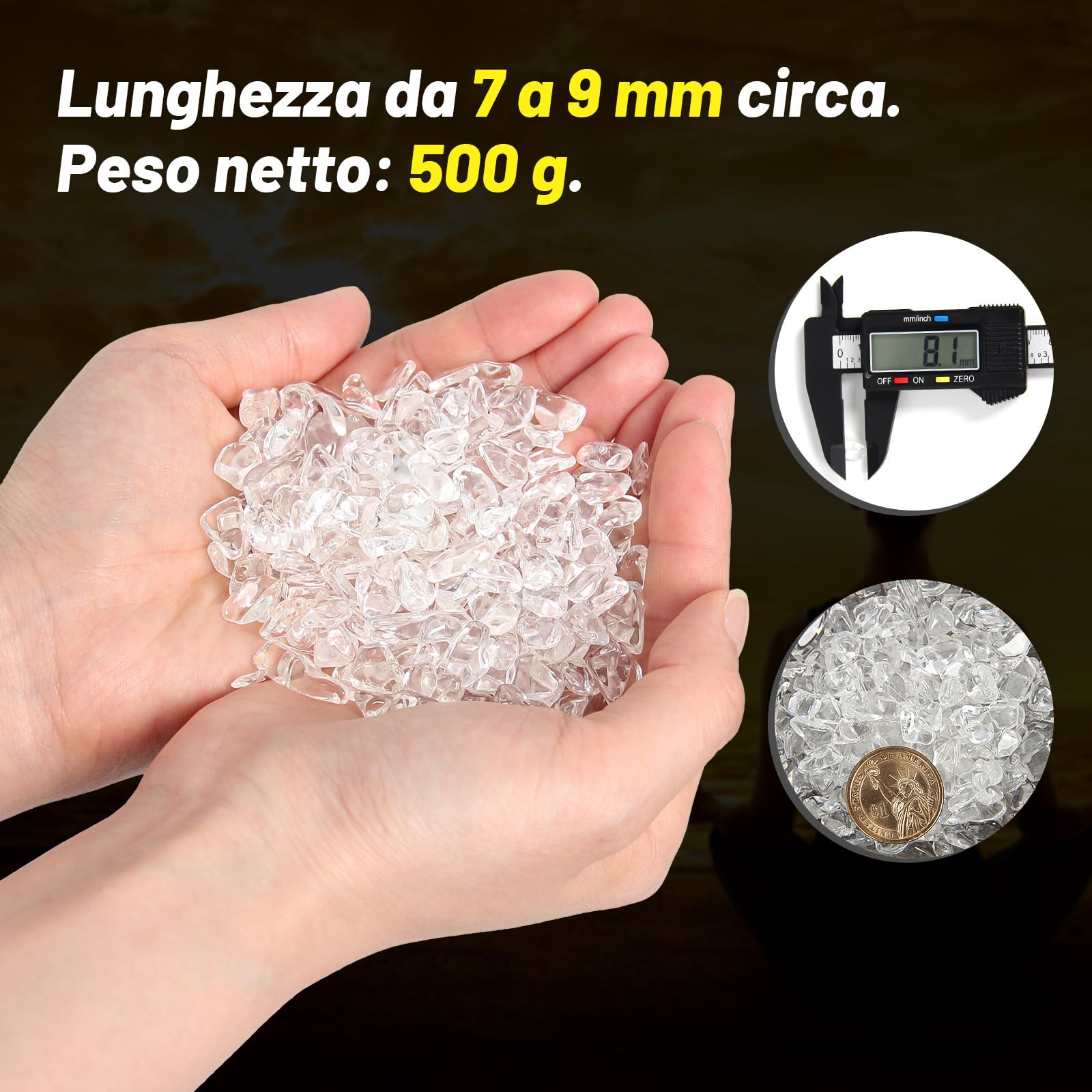 Pietre Di Cristallo Naturali Levigate - 500g Di Ciottoli Misti Per Decorazione, Reiki E Fai Da Te - Foto 6