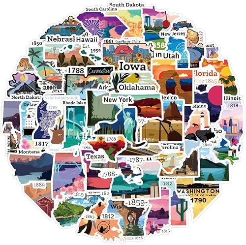 Miniatura 2 de 50 calcomanías de mapa nacional, calcomanías de vinilo impermeables para viajes al aire libre, senderismo, aventura y naturaleza, adecuadas para