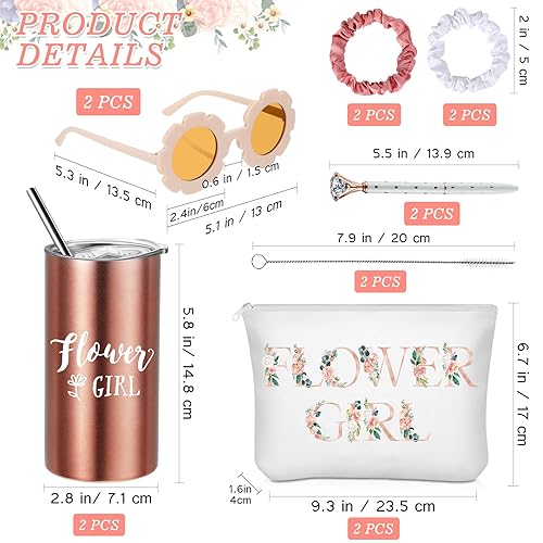 Miniatura 9 de Regalos de propuesta para niña de las flores, vasos con pajita, tarjeta con sobre, bolsa de maquillaje, lentes de sol, bolígrafo de diamante para