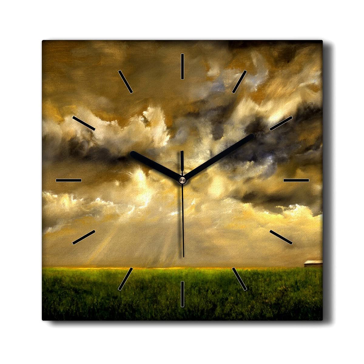 Horloge murale decoration salon Coloray paysage champêtre 30x30cm silencieuse