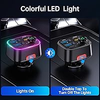 Vista 6 de Syncwire Bluetooth 5.4 Transmisor FM Adaptador de coche 48W (PD 36W y 12W) [Interruptor de luz] [Sonido de bajo HiFi] [Carga rápida] Adaptador