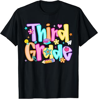 Preppy Third Grade Back To School 3rd Grade Teacher Girl Boy T-Shirt
