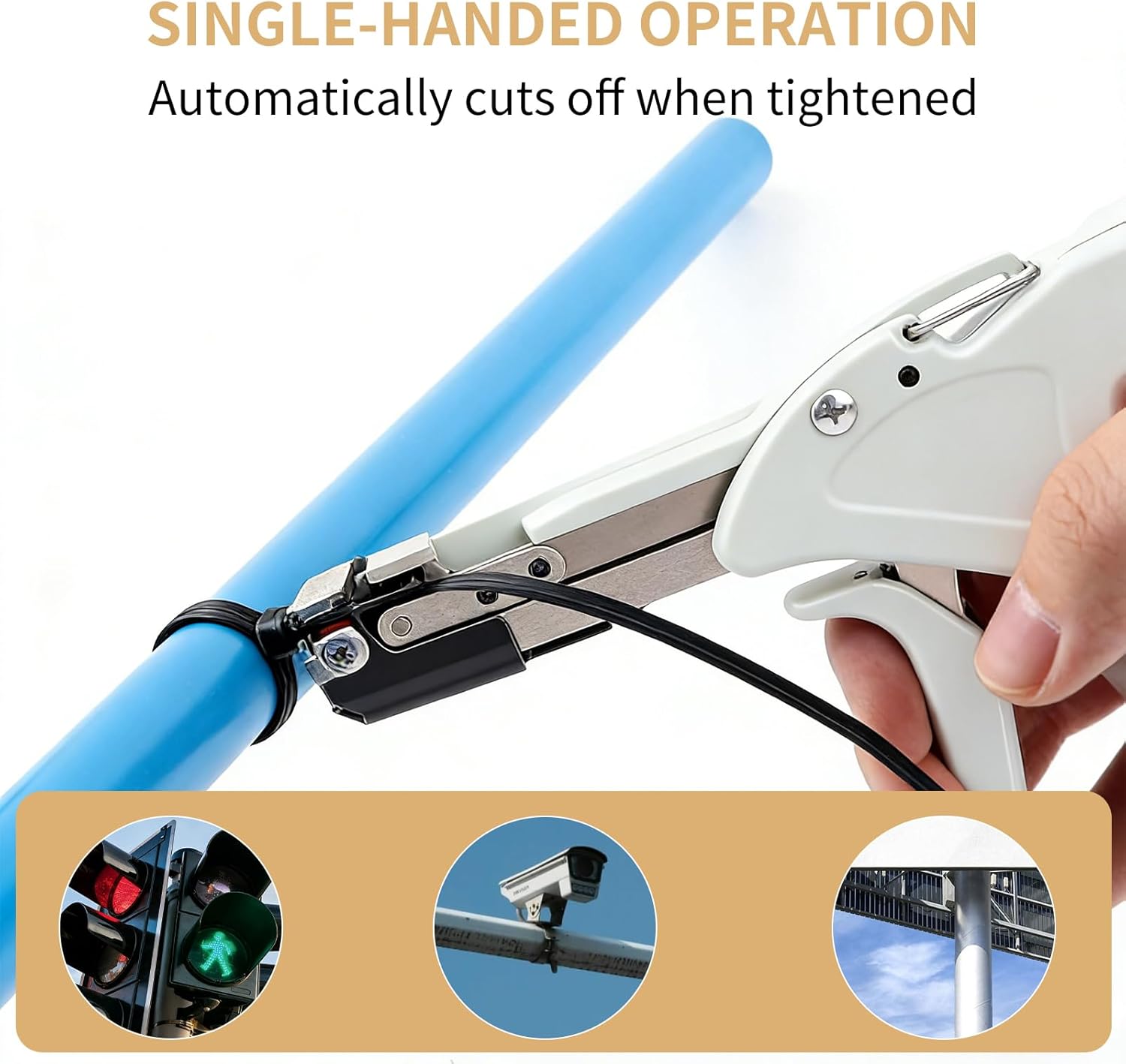 Stainless Steel Cable Tie Gun, 4 Level Adjustable Fastening Tie Tool, Wrap Tightening Cable Tie Cutter, Metal Zip Tie Gun for Home Decoration, Cable Bundling and Electronic Engineering