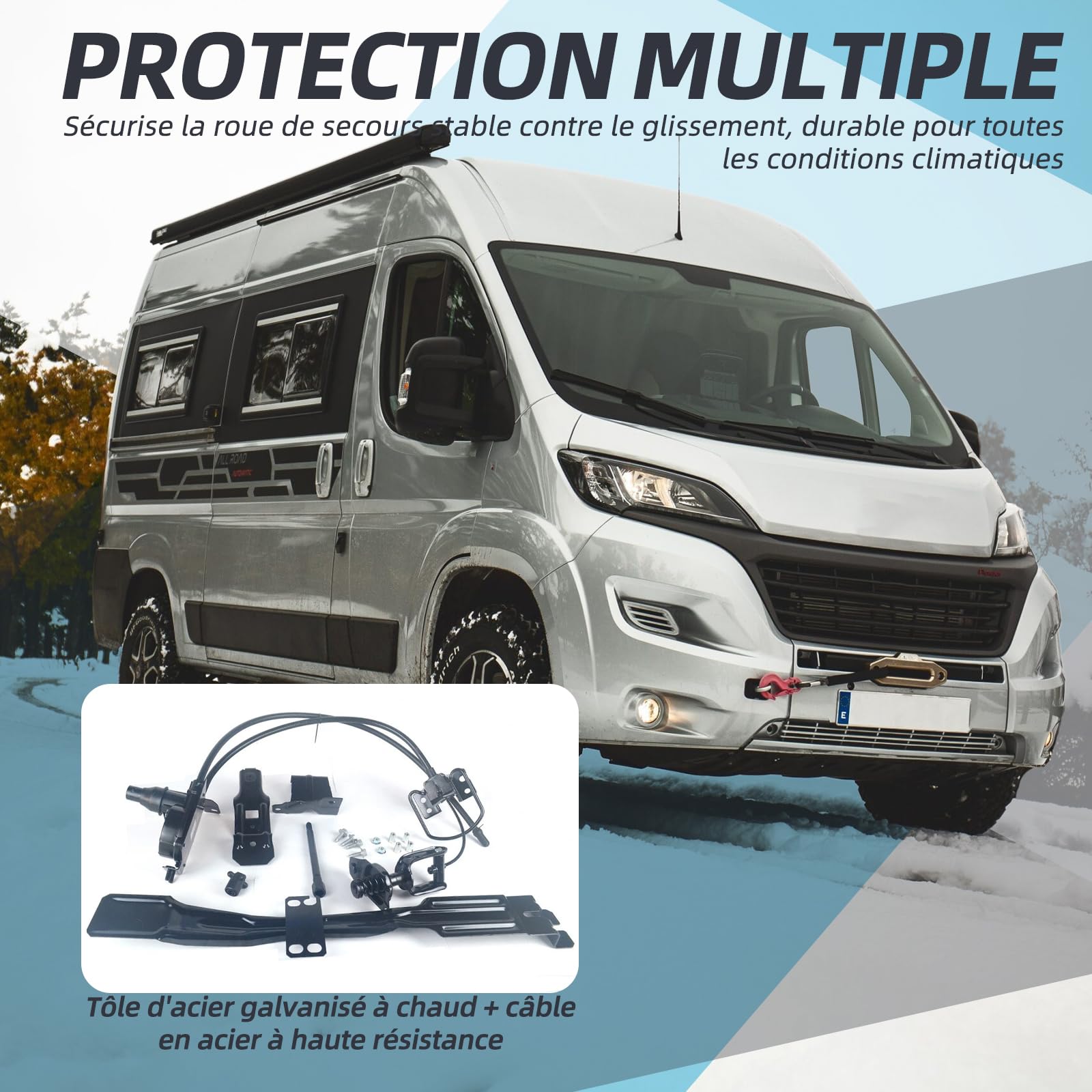 Support de roue de secours avec câble pour Fiat Ducato, Citroën Jumper, Peugeot Boxer à partir de 2006