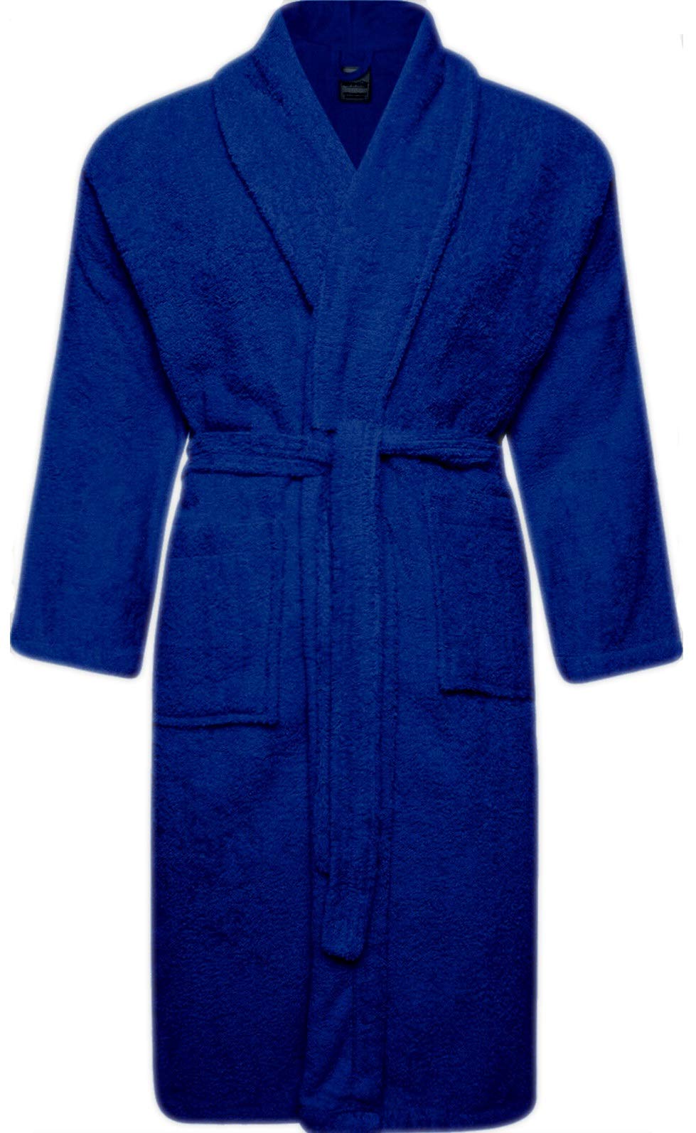 Adore Home 100% Cotton Terry Towelling Shawl Collar Bathrobe - Small, Royal Blue