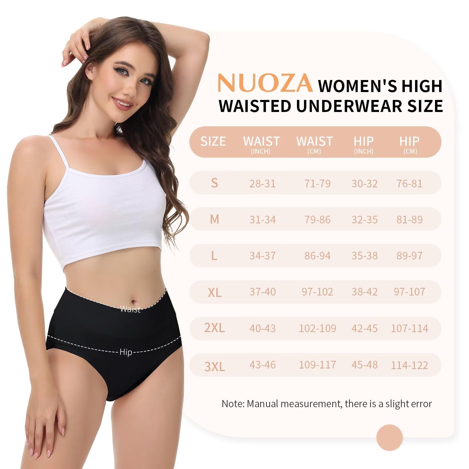 NUOZA Bragas Mujer Cintura Alta Algodon Pack 5