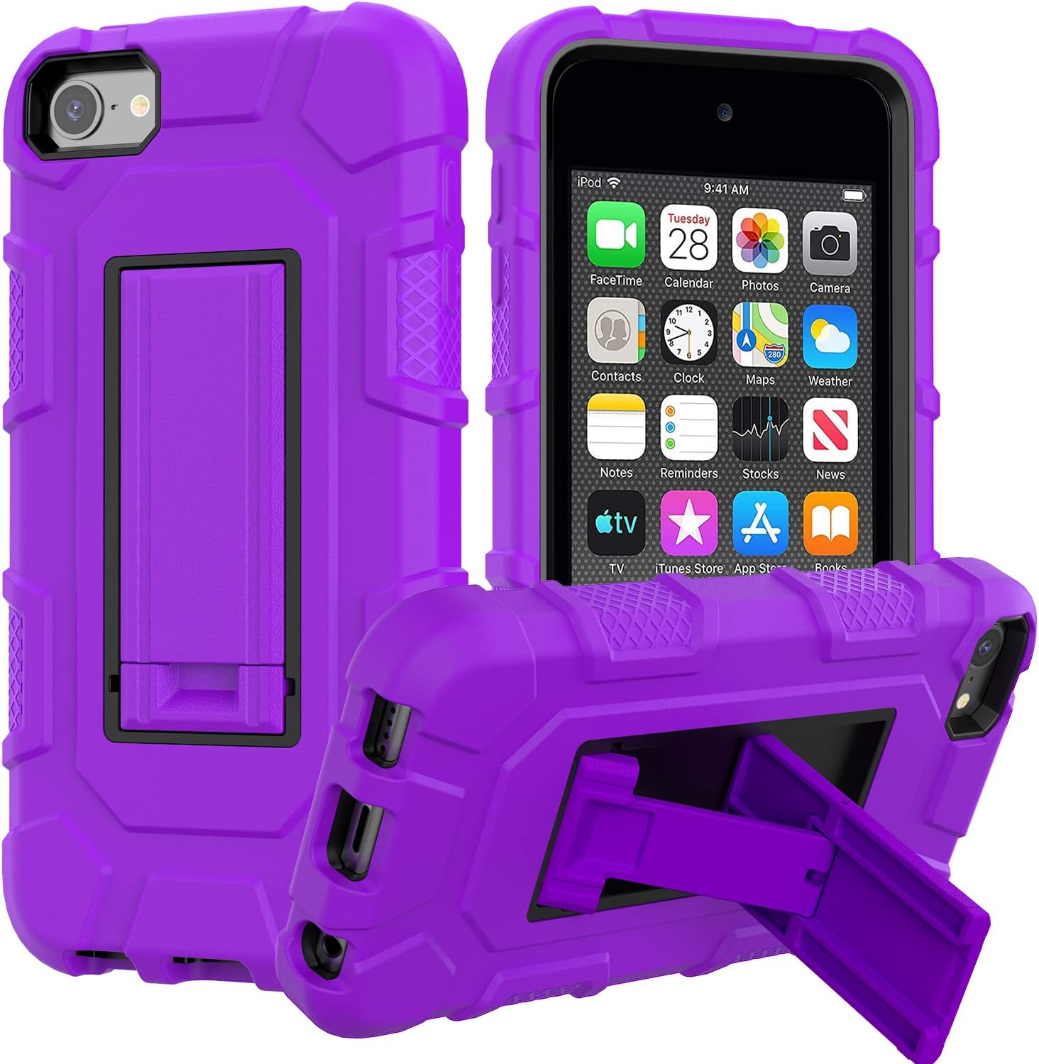 ZoneFoker for iPod Touch 7th Generation Case, iPod Touch 6th / 5th Generation Case Heavy Duty Shockproof Rugged Cover for Apple iPod Touch 7/6/5 Generation Case Purple