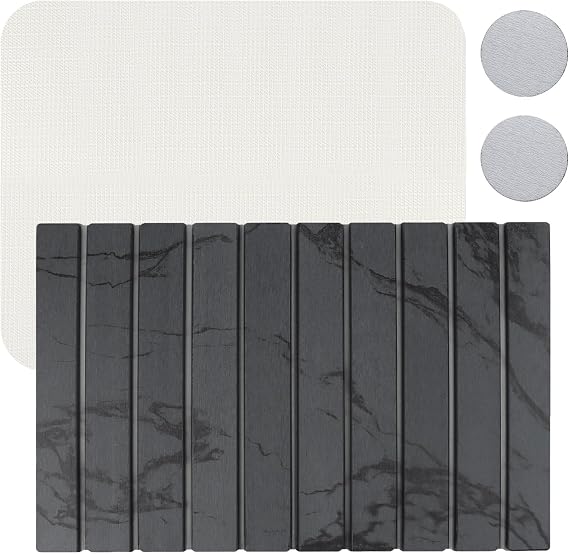 23*16'' Large Diatomaceous Earth Stone Quick Drying Mat For Kitchen Counter Bathroom Foldable And Absorbent Drying Stone Mat Home Pad Fast-Drying Floor Mat Dark Gray