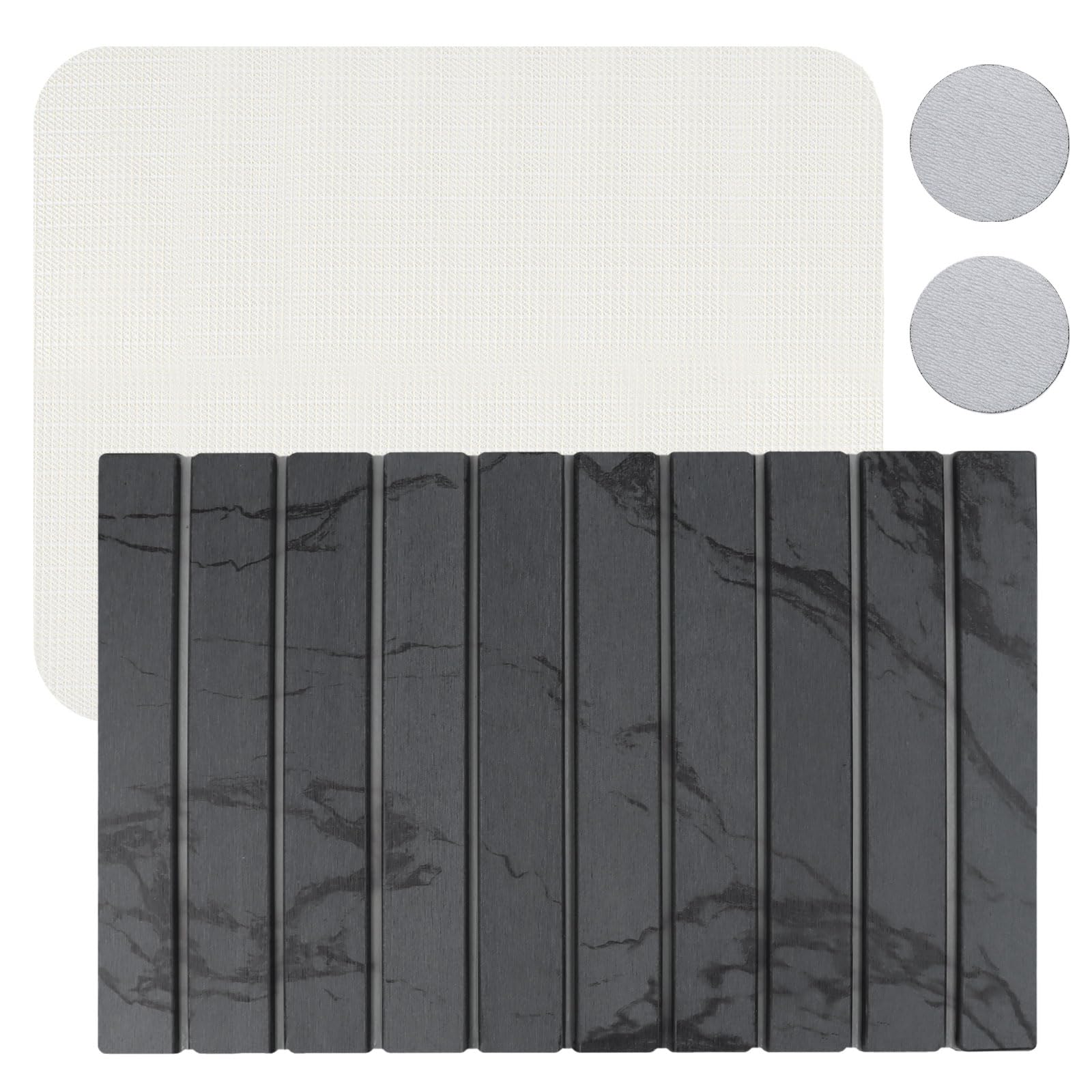 23*16'' Large Diatomaceous Earth Stone Quick Drying Mat For Kitchen Counter Bathroom Foldable and Absorbent Drying Stone Mat Home Pad Fast-Drying Floor Mat Dark Gray