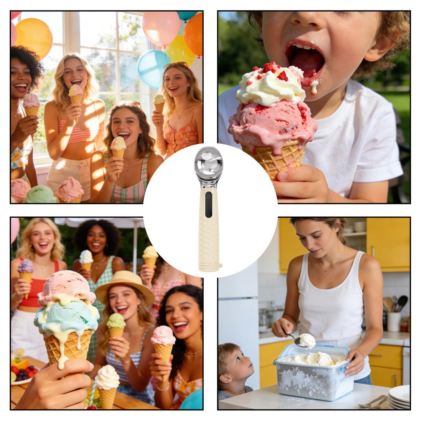 Cuillères à Glace Serveur de dessert chauffant rechargeable